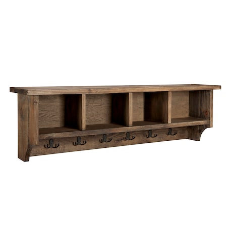 Alaterre Furniture Modesto 48" Reclaimed Wood Entryway Wall Coat Hooks with Storage Cubbies AMSA2420